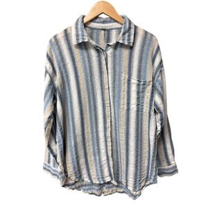 Young Fabulous & Broke Blue and White Striped Button Down Shirt